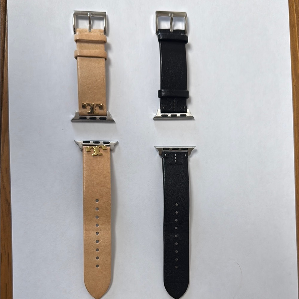 Tory Burch Leather Watch Bands - Tan and Black